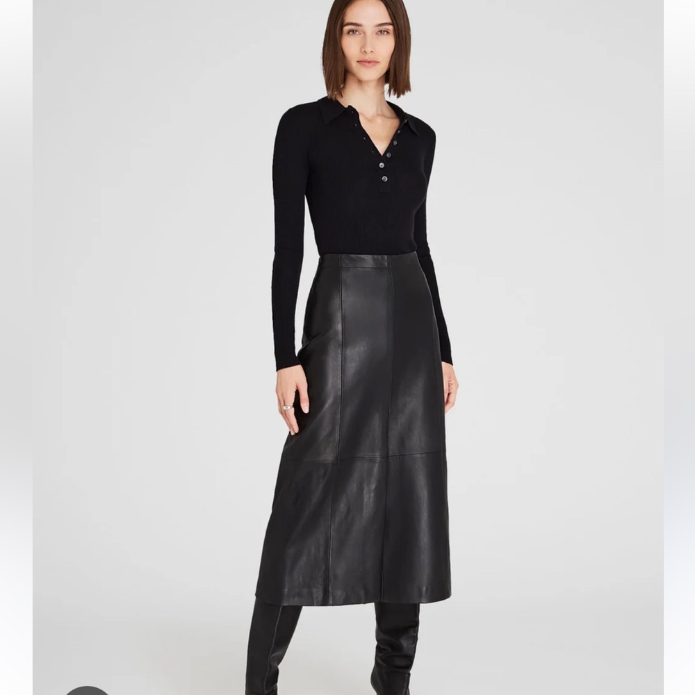 A Line Leather Midi Skirt Club Monaco - size 00